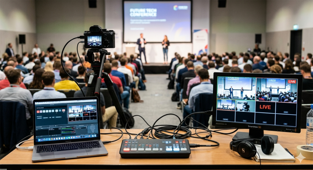 livestreaming video pentru evenimente corporate realizat cu echipamente profesionale multicamera